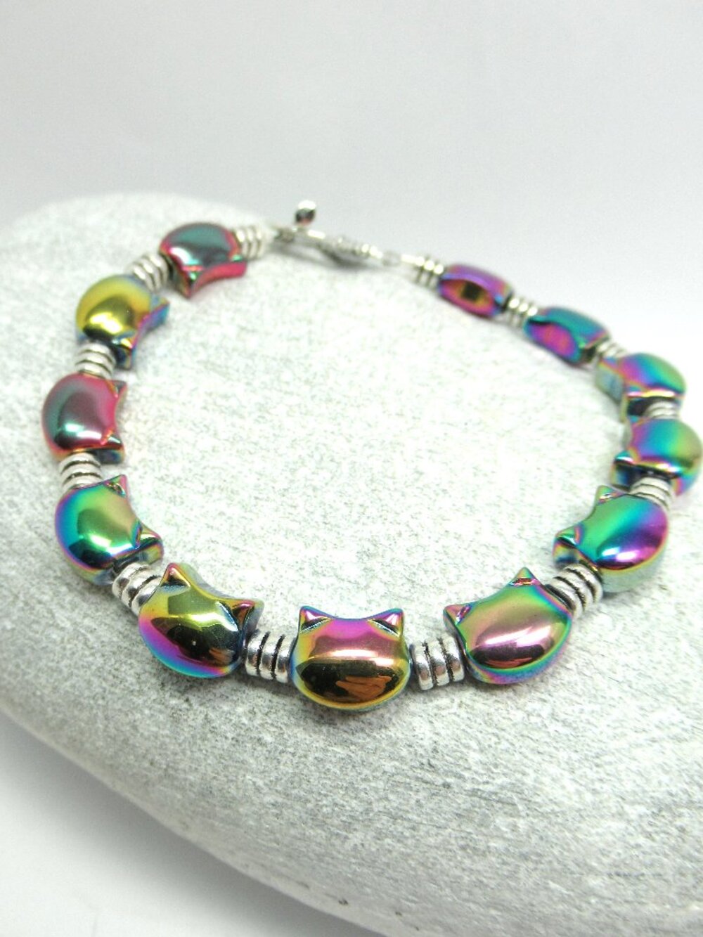 Rainbow Metallic Cat Bracelet